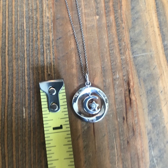 “I Love You 2 The Moon” Sterling Silver Necklace - Picture 4 of 5
